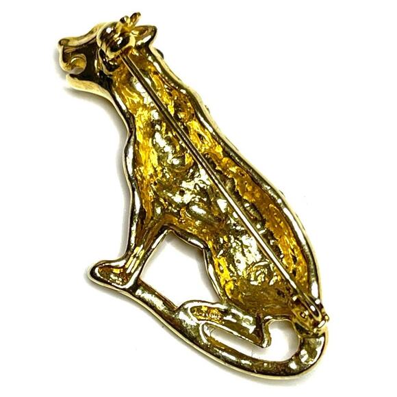 Brooch Amber Gold Leopard Cheetah Big Cat Vtg Estate Jewelry Pin O02 - Picture 3 of 4